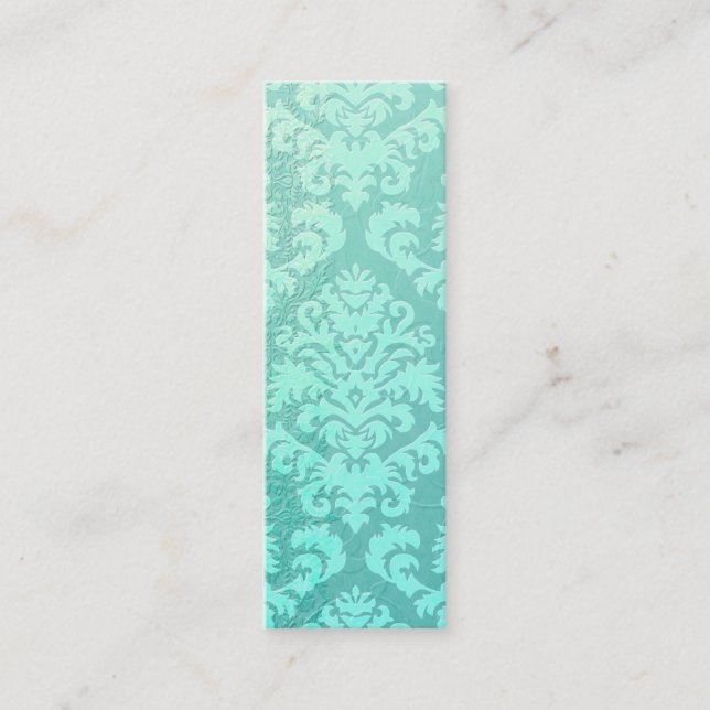 Damask Cut Velvet, Embossed Satin Mini Business Card (Front)