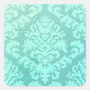 Damask Cut Velvet, Embossed Satin Square Sticker