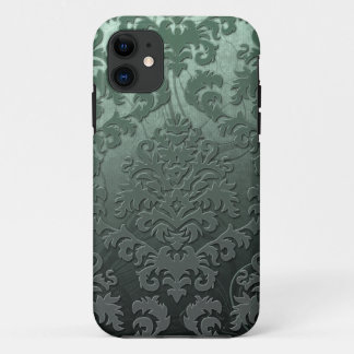 Damask Cut Velvet, Swank Swirls in Sage Green iPhone 11 Case