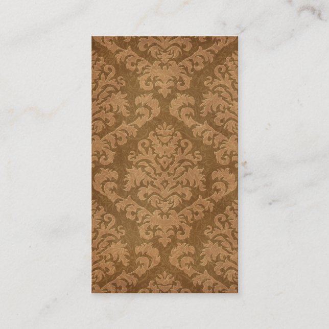 Damask Cut Velvet, Tapestry in Shades of Brown Business Card (Front)