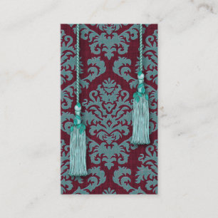 Damask Cut Velvet, Tassels and Leaves Business Card