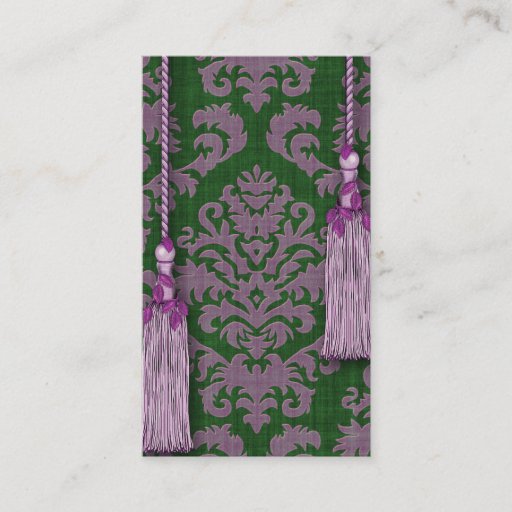 Customizable Damask Cut Velvet, Tassels &amp; Leaves Business Card