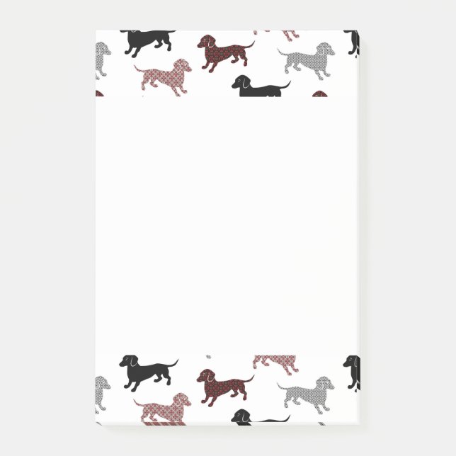 Damask Dachshunds Holiday Pattern Post-it Notes (Front)