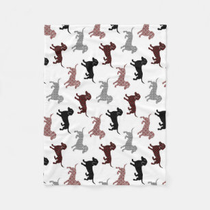 Damask Dackel Cute Dachshunds Fleece Blanket