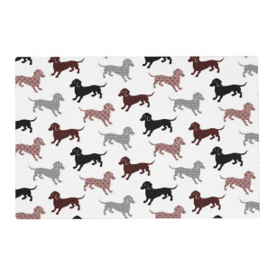 Damask Dackel Cute Dachshunds Placemat
