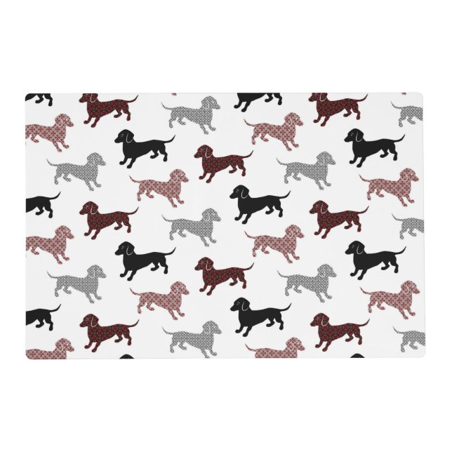 Damask Dackel Cute Dachshunds Placemat (Front)