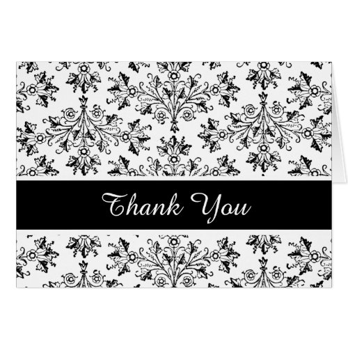 Damask Daisies Vintage Floral Thank You Card