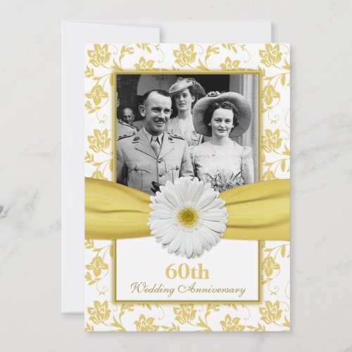 Damask Daisy Diamond 60th Wedding Anniversary Invites
