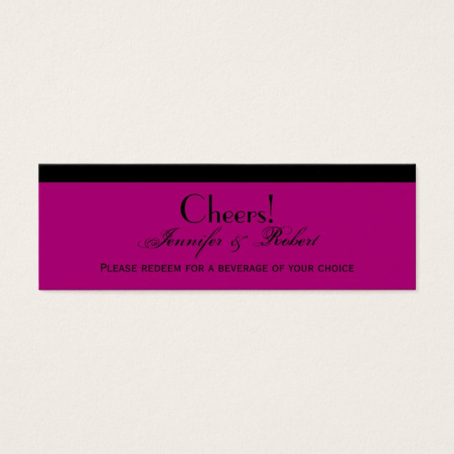 Damask Delight Berry Purple Wedding Drink Ticket (Front)