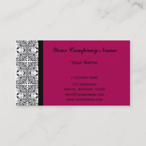 Damask Delight in Cherrystone Red Business Cards