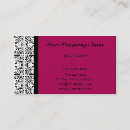 Customizable Damask Delight in Cherrystone Red Business Cards