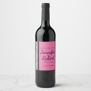 Damask Delight In Floral Pink Black Wine Label by NoteableExpressions at Zazzle