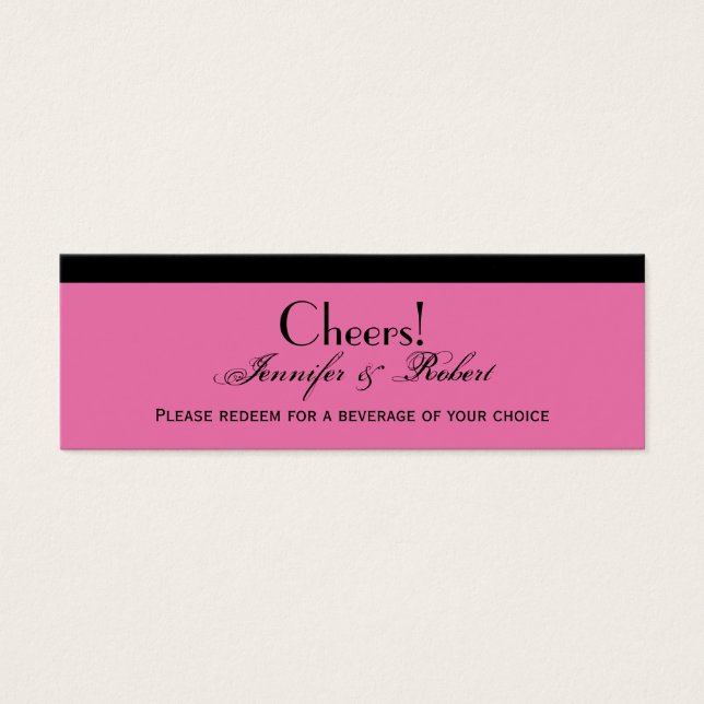 Damask Delight in Floral Pink Wedding Drink Ticket (Front)