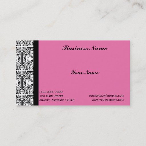 Customizable Damask Delight in Pink Business Card