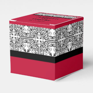 Damask Delight in Scarlet Red Wedding Favor Box