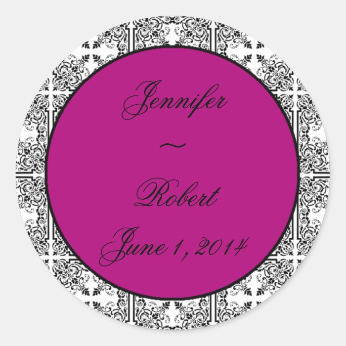 Damask Delight New Berry Purple Envelope Seal Round Stickers