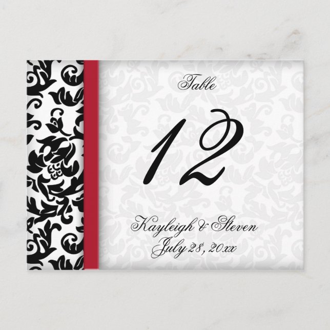 Damask Delight Table Number (Front)