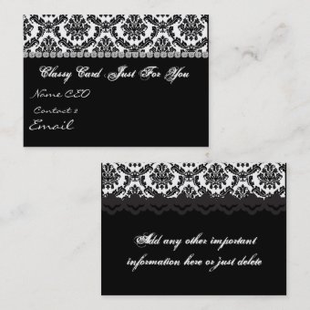 DAMASK Design BLACK &amp; WHITE Business Card | Zazzle