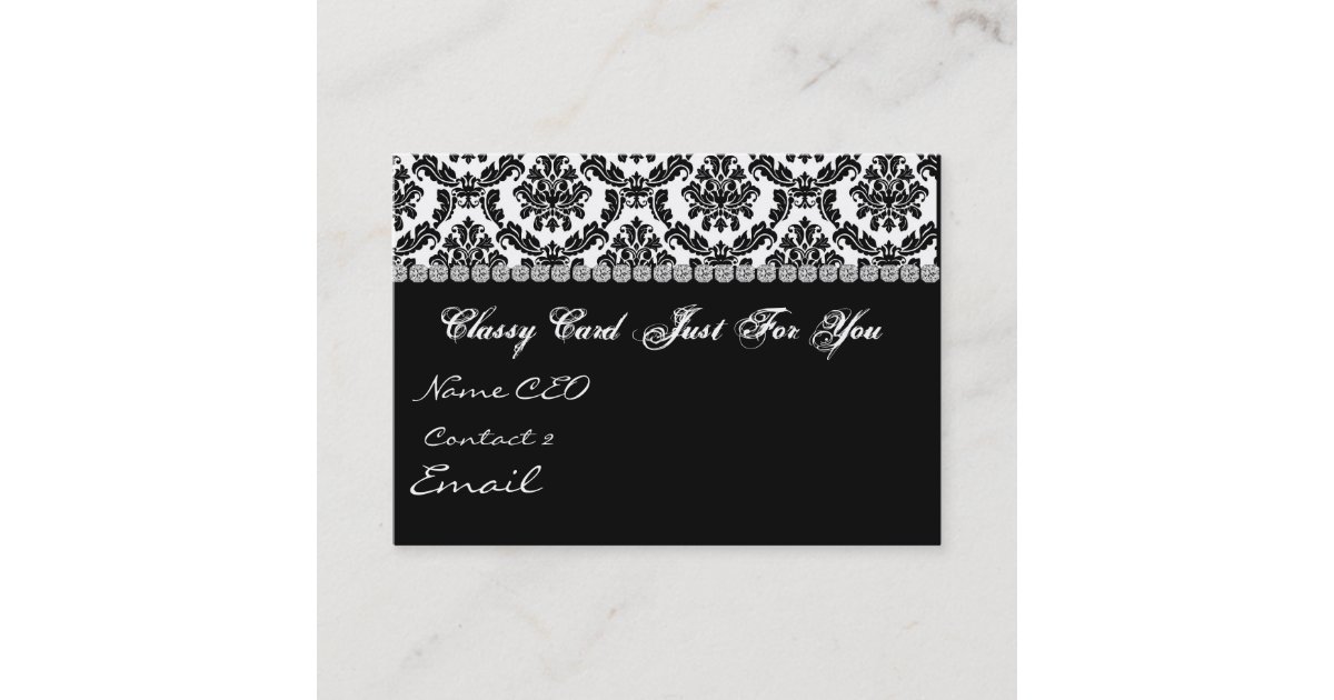 DAMASK Design BLACK &amp; WHITE Business Card | Zazzle