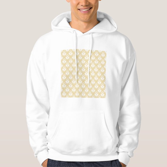 Damask Design. White and gold color. Hoodie (Front)