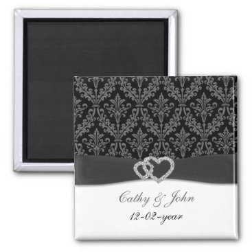 damask diamante charcoal save the date magnet