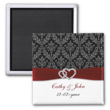 damask diamante red save the date magnet