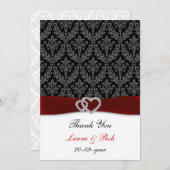 damask diamante red wedding thank you (Front/Back)