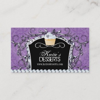 Damask Diva Cupcake Bakery Business Card by colourfuldesigns at Zazzle