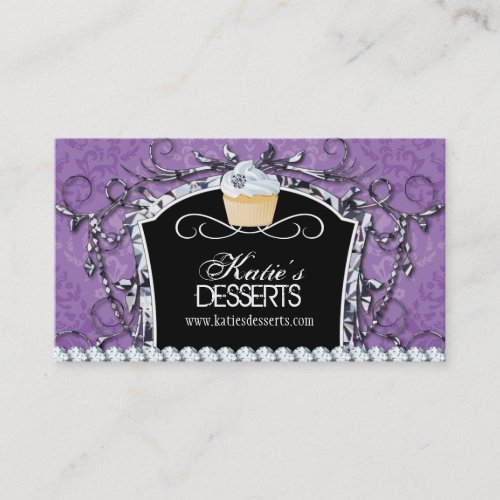 Damask Diva Cupcake Bakery Business Card