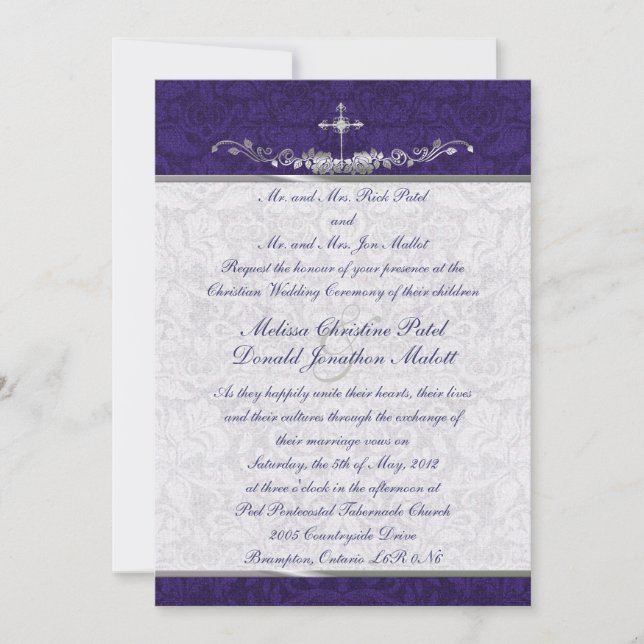 Damask Double Ceremony Wedding Invitation (Front)