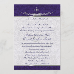 Damask Double Ceremony Wedding Invitation