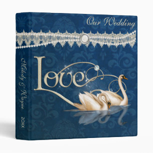 Damask Elegance Blue Binder