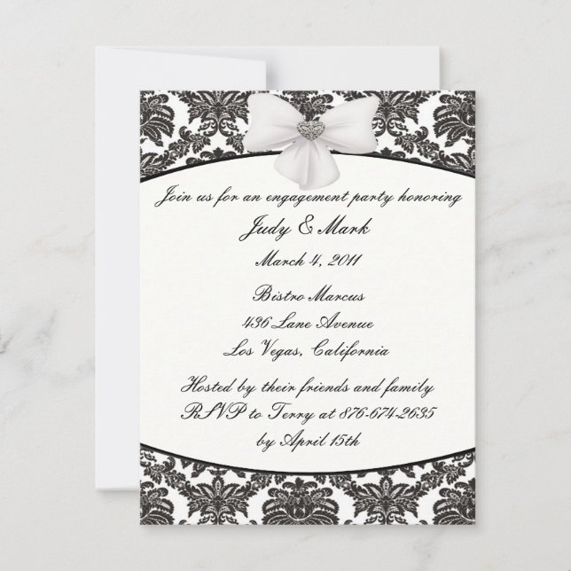 Damask Elegance Engagement Party Invitation (Front)