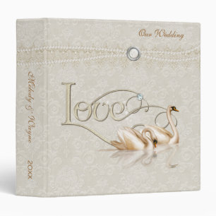 Damask Elegance Ivory 3 Ring Binder