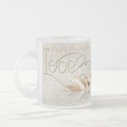 Damask Elegance - Just Married Frosted Glass Coffee Mug