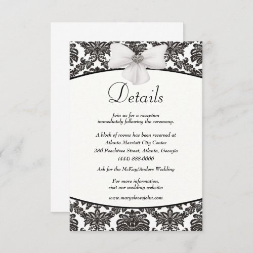 Damask Elegance Wedding Details Enclosure Card