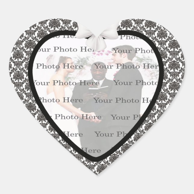 Damask Elegance Wedding Heart Stickers (Front)