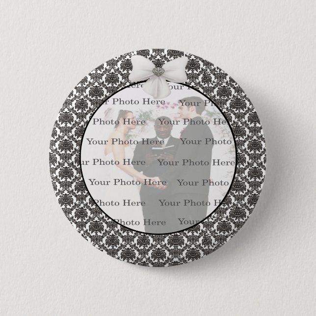 Damask Elegance Wedding Round Button (Front)