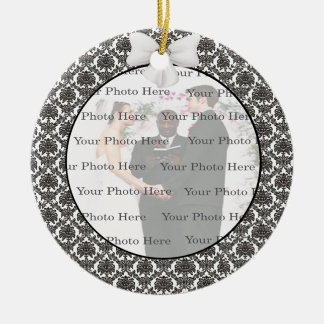 Damask Elegance Wedding Round Ornament (Front)