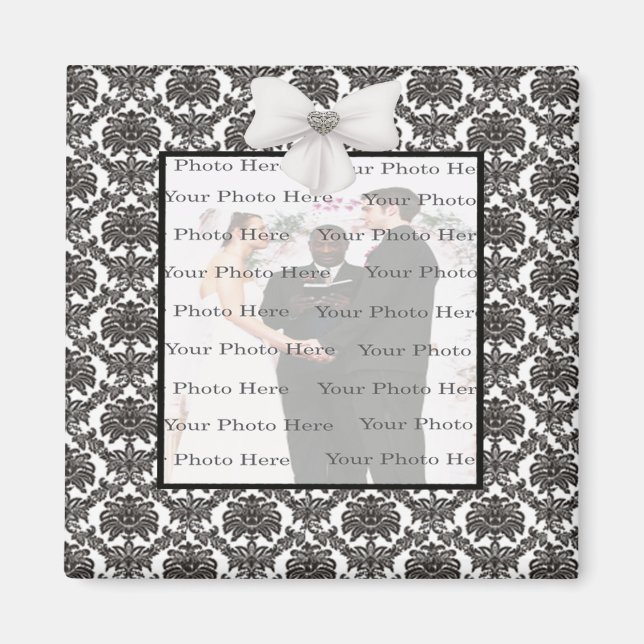 Damask Elegance Wedding Square Magnet (Front)
