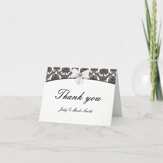 Damask Elegance Wedding Thank You Cards (Front)
