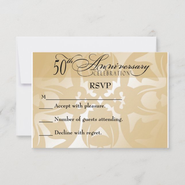 Damask Elegant 50th Anniversary RSVP Card (Front)