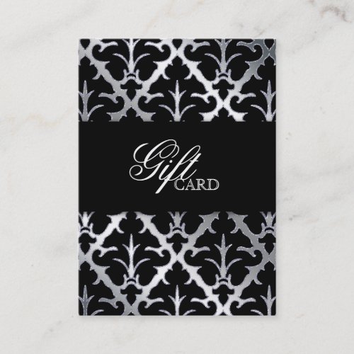 Damask Elegant Gift Card Silver Black