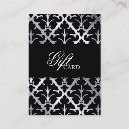 Customizable Damask Elegant Gift Card Silver Black Business Cards