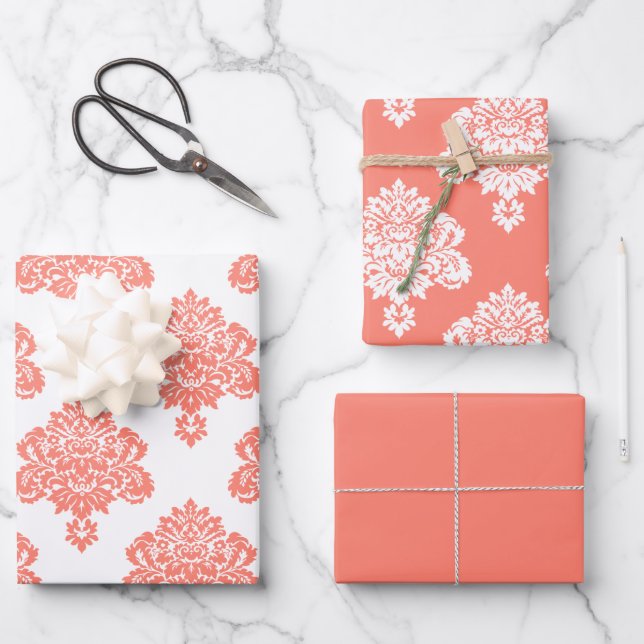 Damask Elegant Pattern Wrapping Paper Sheets (Front)