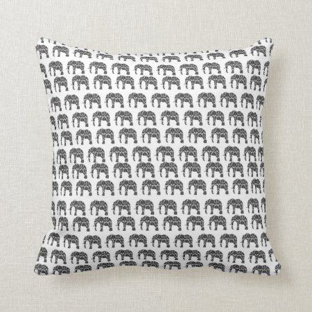 Damask Elephant Pattern Throw Pillow