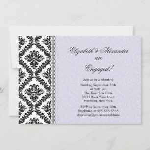 Damask Engagement Party Invitations Purple