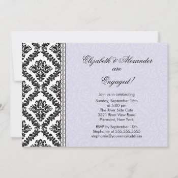 Damask Engagement Party Invitations Purple by celebrateitweddings at Zazzle
