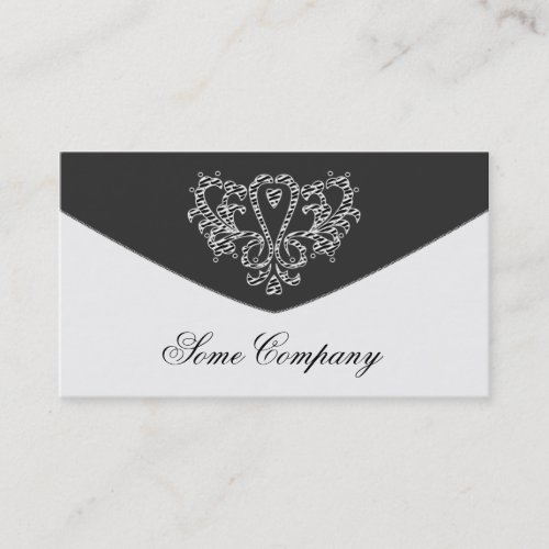 Damask Envelope Black And White Business Cards