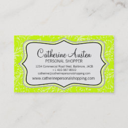 Damask everyday bright lime green business card